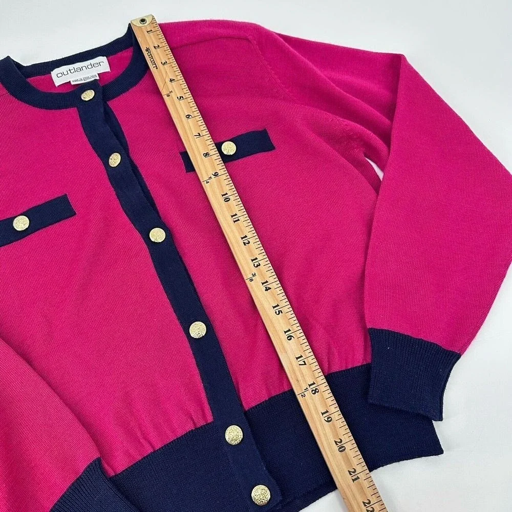 VTG  Outlander Cardigan Sweater Size M Gold Buttons Preppy Old Money Royal Color